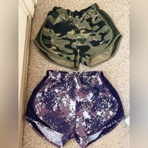 Nike Green and Purple Camo Women's Athletic Shorts XS